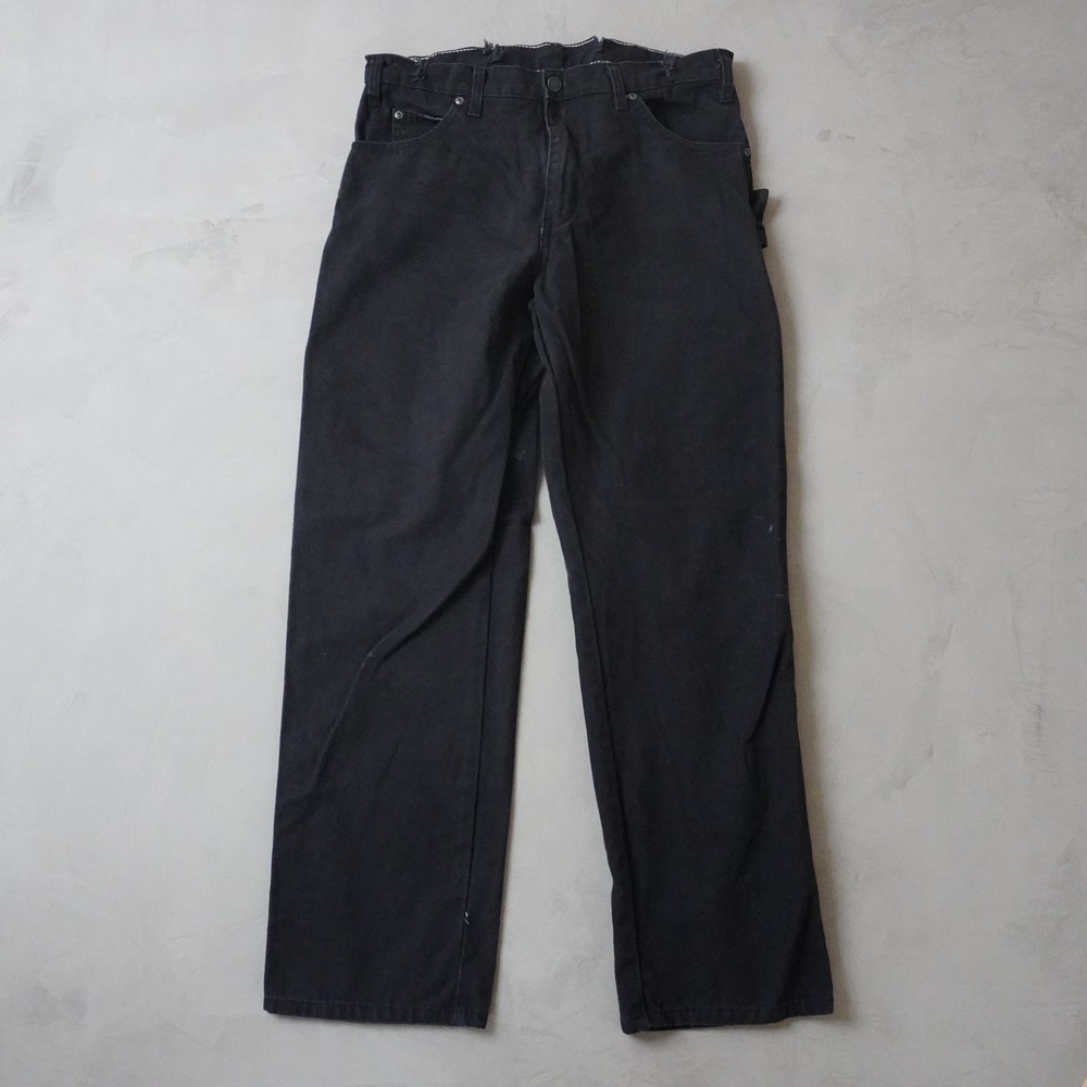 Dickies Duck Carpenter Pants 34x32 Mens Black Cotton Utility Workwear Vintage